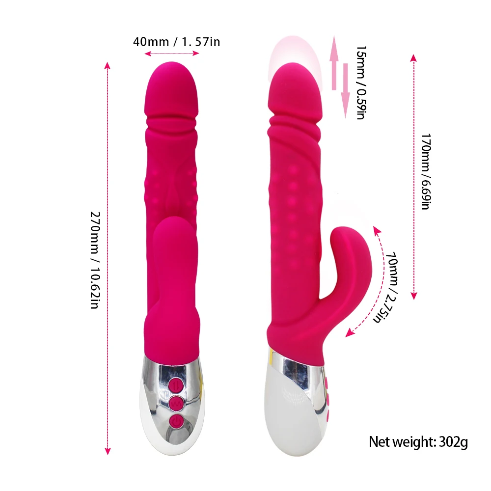 Женский Телескопический вибратор Мощный Кролик с 10 скоростями Двойной