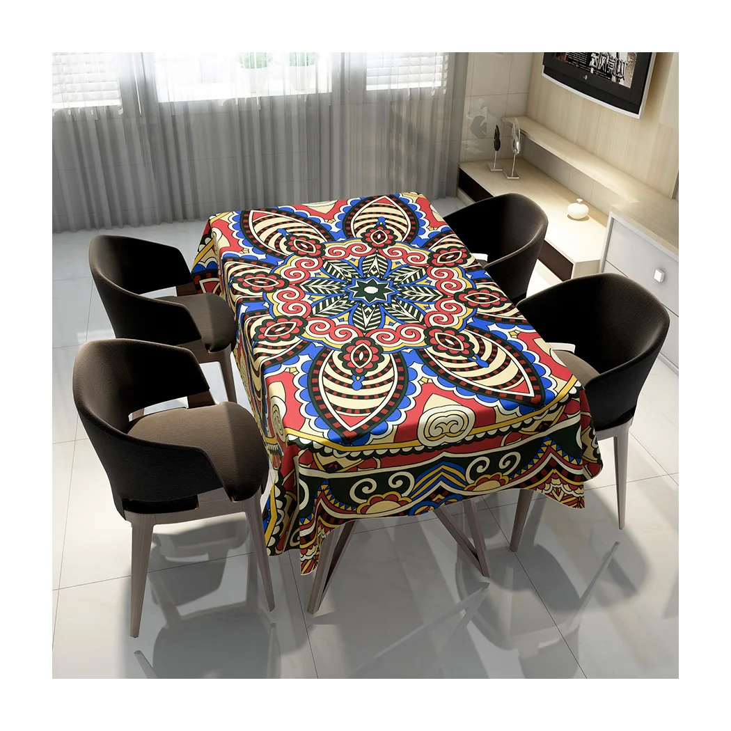 

Mandala Ethnic Style Tablecloth Waterproof Oilproof Thicken Rectangular Wedding Dinner Table Cover Tea Table Cloth