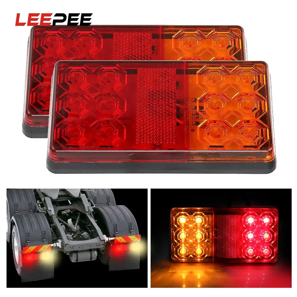 

12 LED Car Truck Tail Light Rear Stop Brake Light Trailer Truck Caravan Taillight Turn Signal Indicator 1 Pair 12V-24V