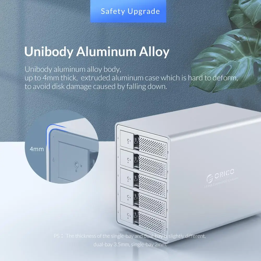 Алюминиевый корпус для жесткого диска ORICO 3 5 дюйма 5bay 80 ТБ с внутренним адаптером