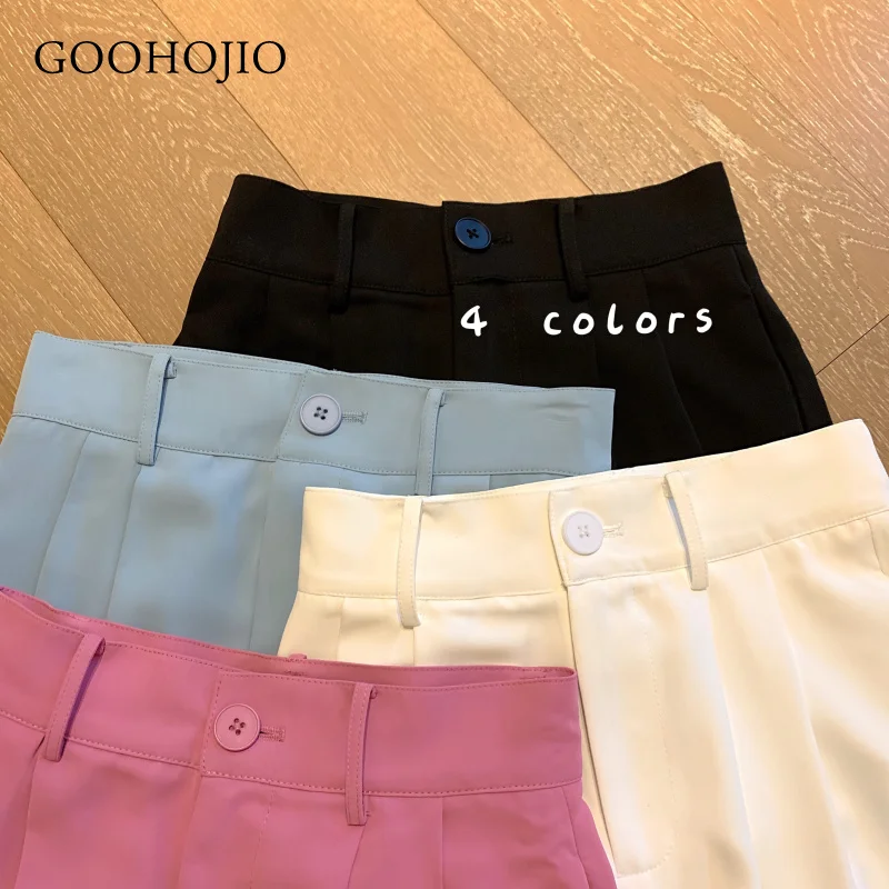 

GOOHOJIO 2021 Spring and Autumn Straight Casual Trousers High Waist Wide Leg Pants for Women All-match Chic Loose Pants Women