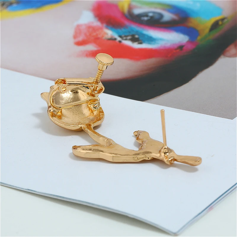 

Trendy Gold Color Rose Cuff Earrings For Women Elegant Clip On Earring Piercing Ear Stud Fashion Party Jewelry Best Gift 1pc