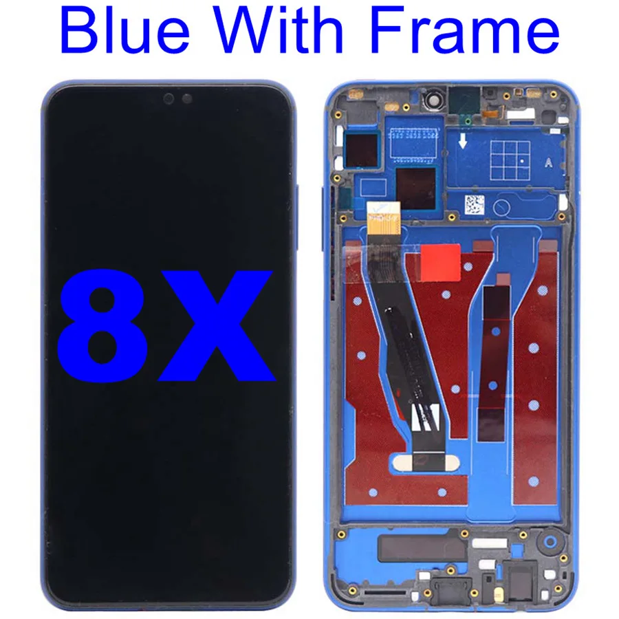 8X Blue With Frame Для huawei Honor 8X ЖК-дисплей кодирующий преобразователь сенсорного экрана в сборе для huawei Honor 8X MAX ЖК-дисплей JSN L22 L21 AL00 замена экрана - Цвет: 8X Blue With Frame
