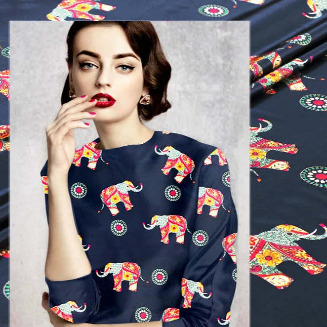 135 см широкая шелковая ткань сатин-стрейч МЕТР 19 мм цифровой струйный Шелковый