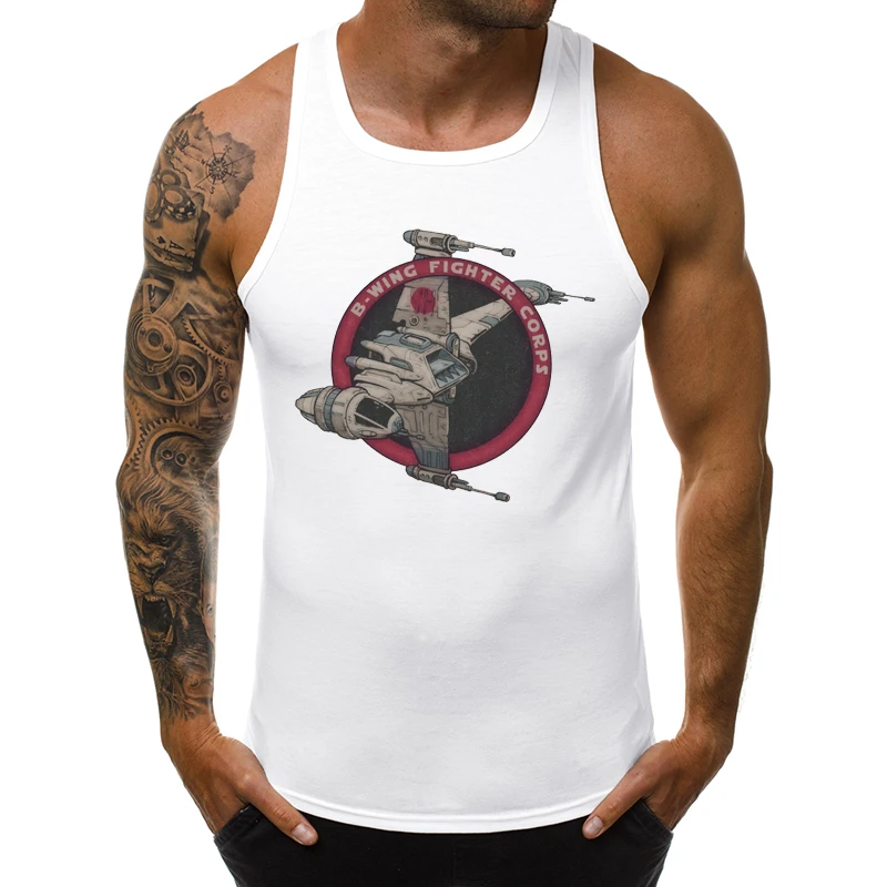 

B-Wing Fighter Corps Men Tank Tops Vintag Plane Printed Sleeveless Garment Singlet Casual Clothing Fashion Cool Vest