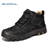 gnornil brand warm winter men boots with fur 2022 fashion adult outdoor sport casual shoes male leather boots plus size 38 46