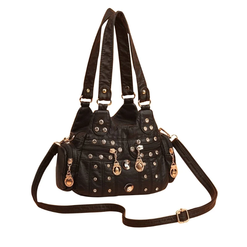 

066F контрастная прошитая сумка-мессенджер, сумка на плечо с несколькими карманами для ежедневного шоппинга, для путешествий, мягкая, вместит...