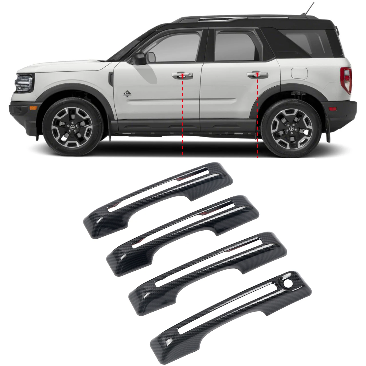 

Car Accessories for Ford Bronco Sport 2021 2022 ABS Plastic Side Door Handles (without smart key buttons) Cover Trim