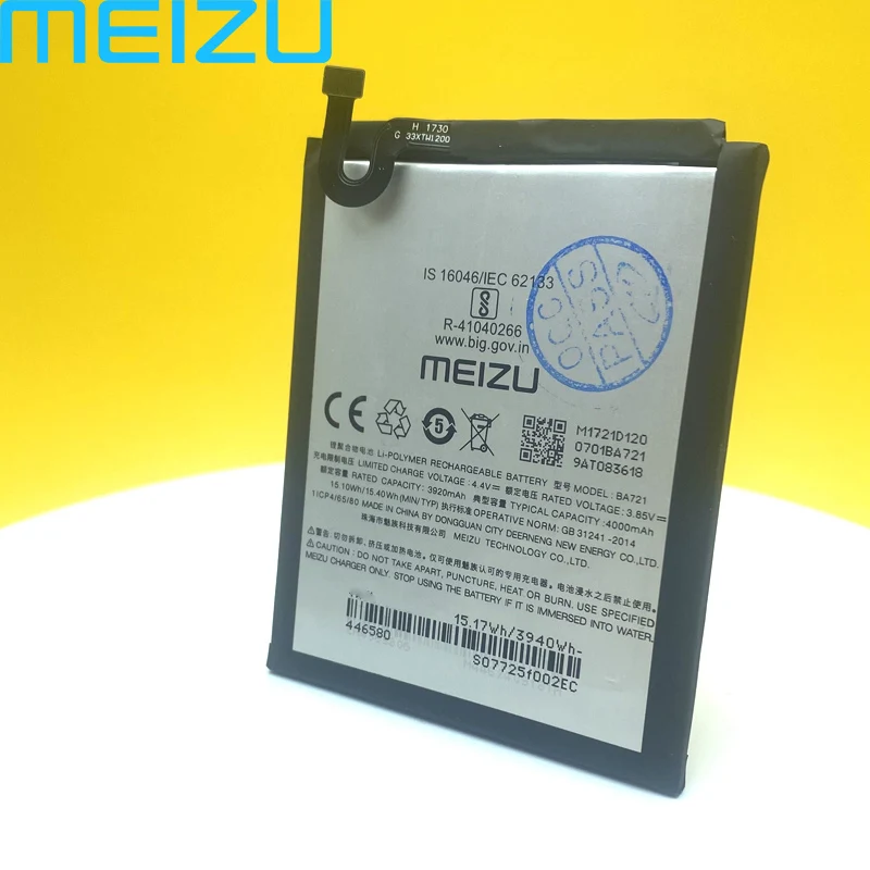 Аккумулятор Meizu BA721 для телефона Note 6 M6 M721H M721L 100% оригинальный аккумулятор 4000 мАч с