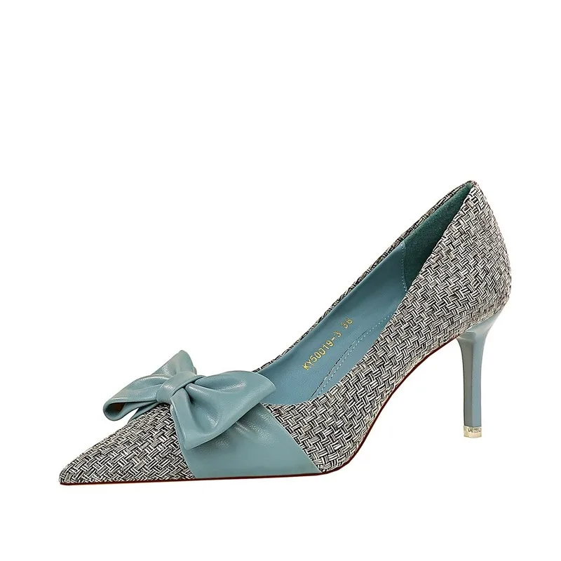 

Туфли-лодочки женские плетеные на высоком каблуке, с острым носком