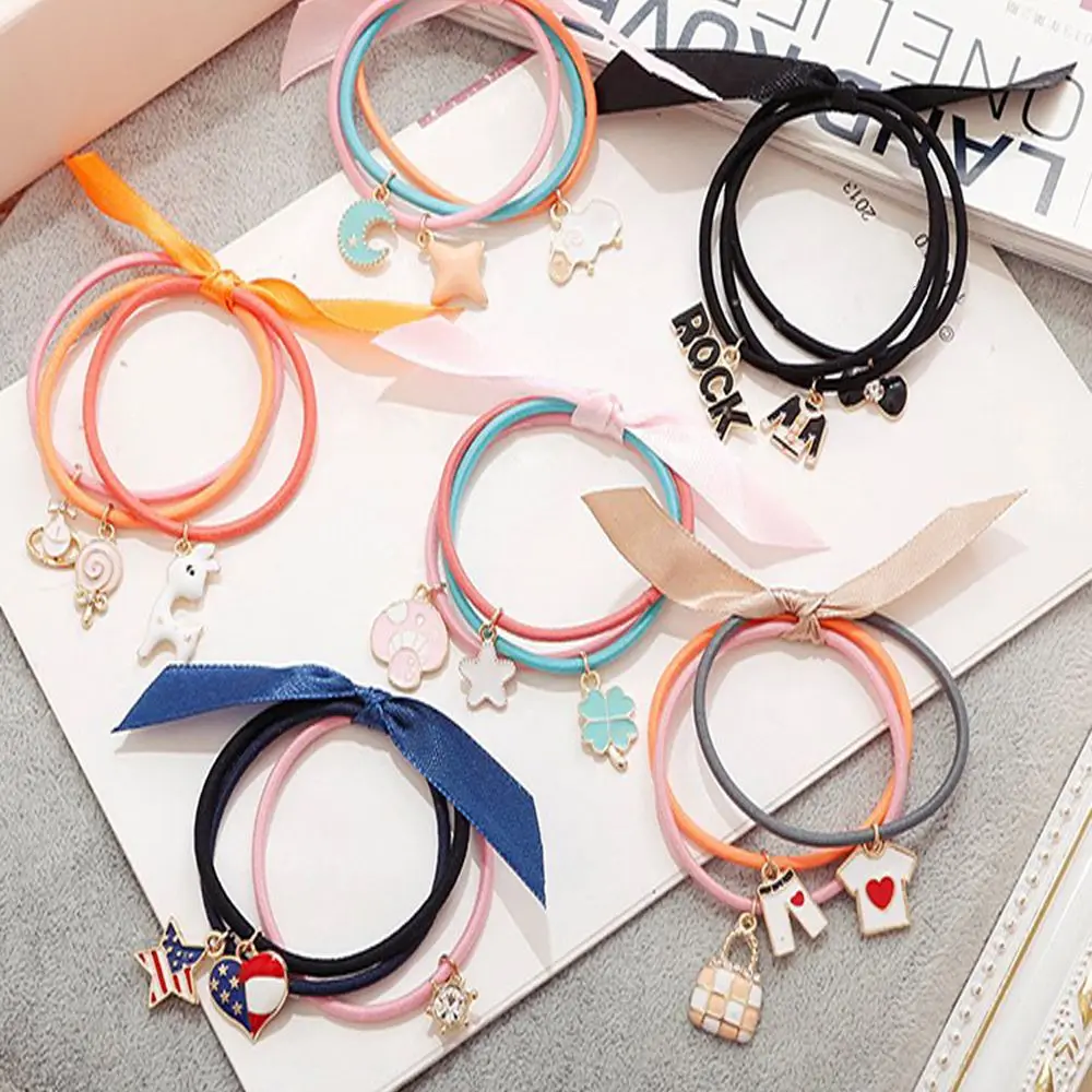 Корейские милые животные лук резинка для волос многослойная овца олень кошка