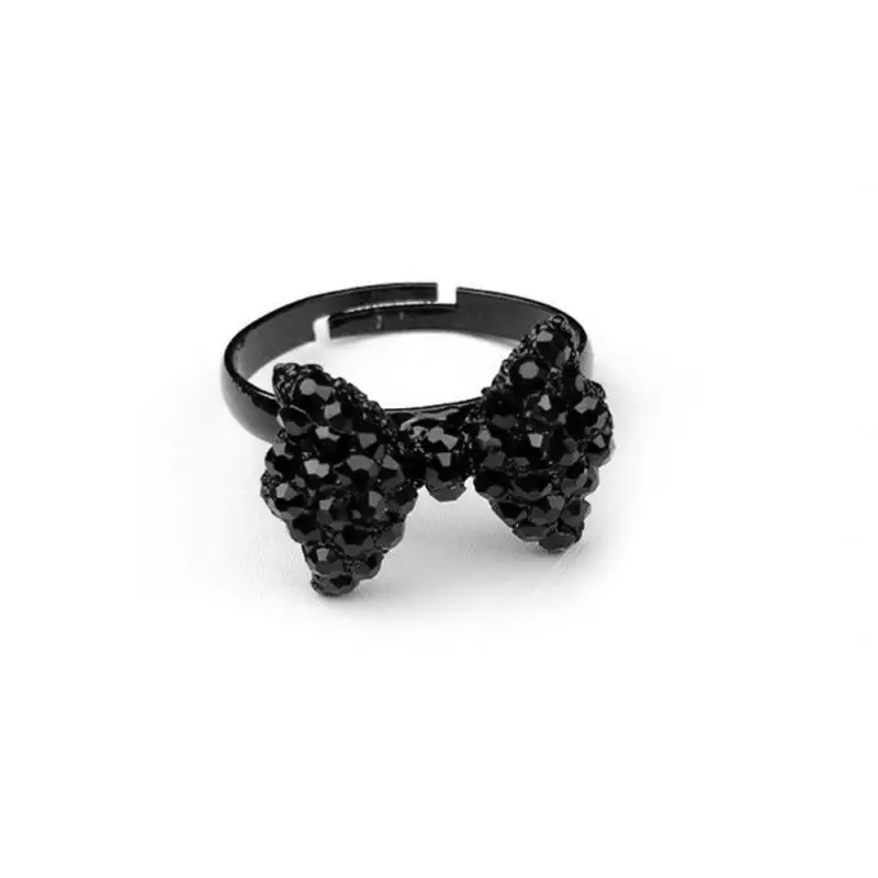 Милые кольца темпераментные Ретро Черные полностью алмазные с бантом сверло
