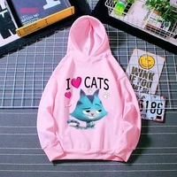 kawaii i love cats girls hoodie gabbys doll house baby hoodie fashion aesthetic girl pink spring and autumn sweatshirt tops