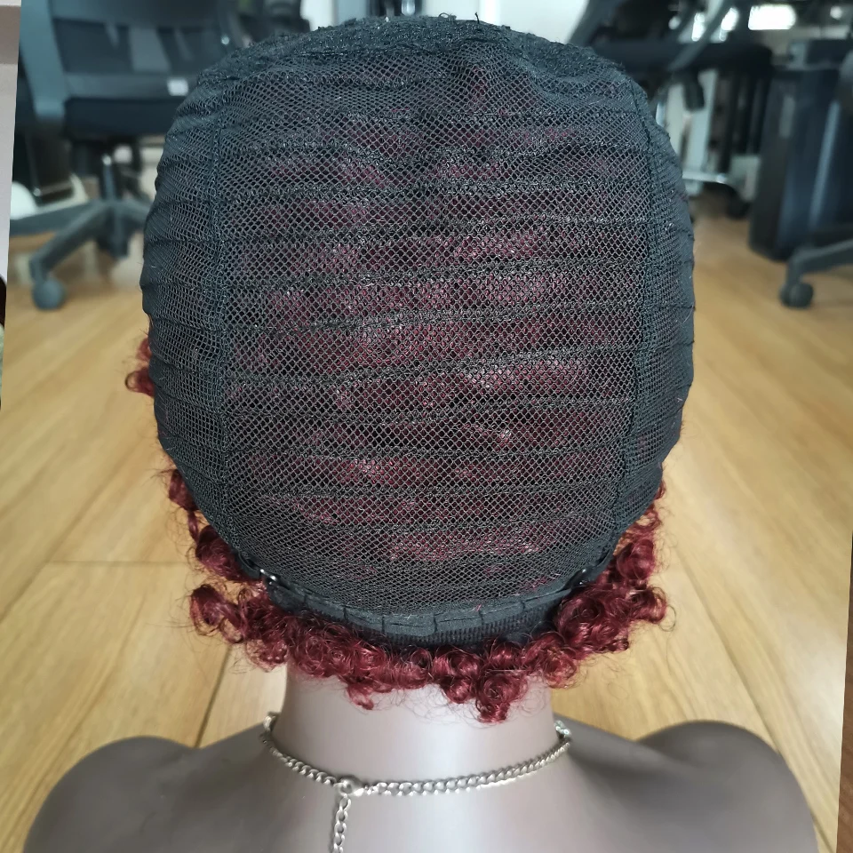 

Short Afro Curly Human Hair Wigs Short Pixie Cut Wig For Black Women Brazilian Full Machine Made Wig 99J Remy Hair