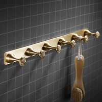 brushed gold bathroom robe clothe hook soild brass nail punched wall mount key hanger rackholdershelf bath hardware accessorie