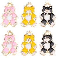 jq 20pcs 1016mm colorful enamel cute cartoon bear alloy charm pendant jewelry diy making jewelry necklace earring accessories