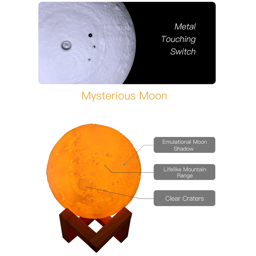 

New 880ml Home Use LED Lunar Air Humidifier 3D Moon Lamp Diffuser Aroma Essential Oil USB Rechargeable Ultrasonic Mist Purifier