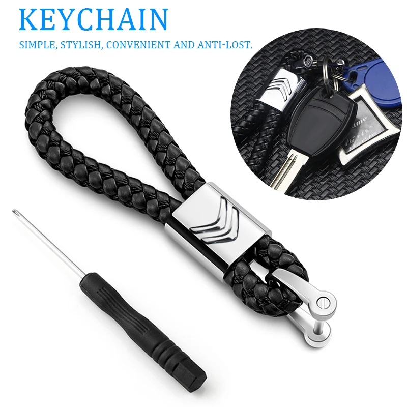 

Car Metal Keychain Leather Key Ring 3D Logo Key Case Car Styling For Citroen C4 C3 C5 Berlingo Car Accessories Styling Key Chain