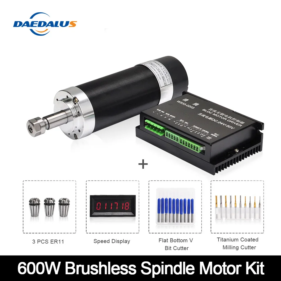 600 Вт ЧПУ бесщеточный шпиндель с воздушным охлаждением маршрутизатора 55 мм ER11 100 в