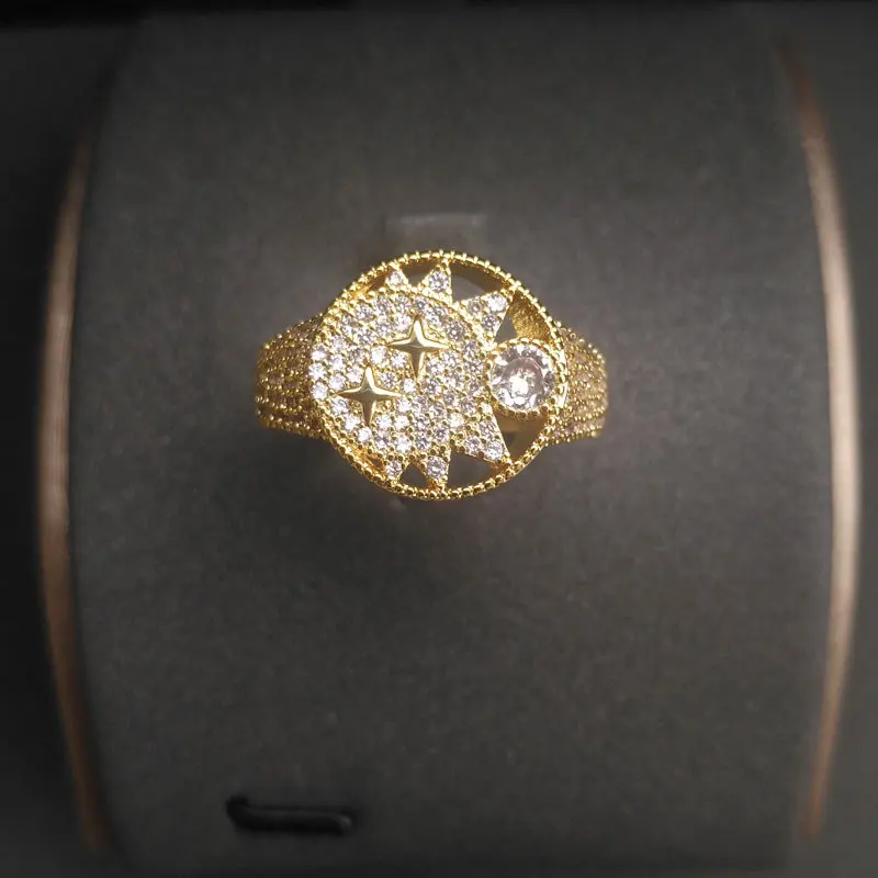 

popzone s925 sterling silver ring new fantasy star and moon European and American ring female fashion bohemian style new jewelry