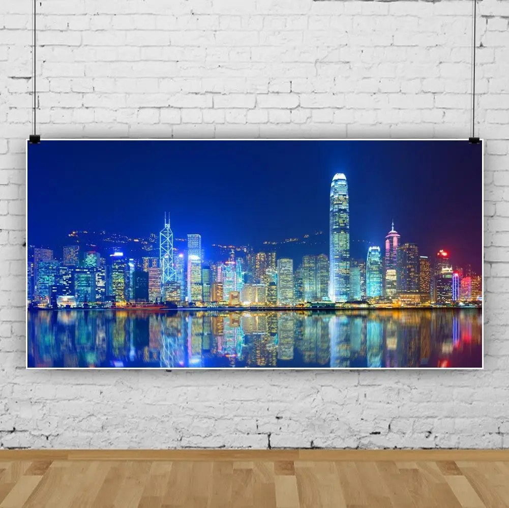 

Фон для фотосъемки с изображением ночного побережья оживленного города неоновые огни Высокий студийный фон для фотосъемки реквизит настен...