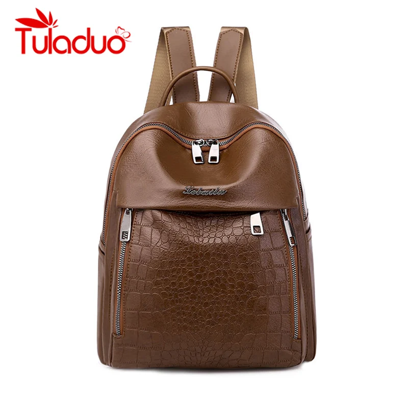 Винтажные кожаные рюкзаки женский кожаный рюкзак с крокодиловым принтом женские