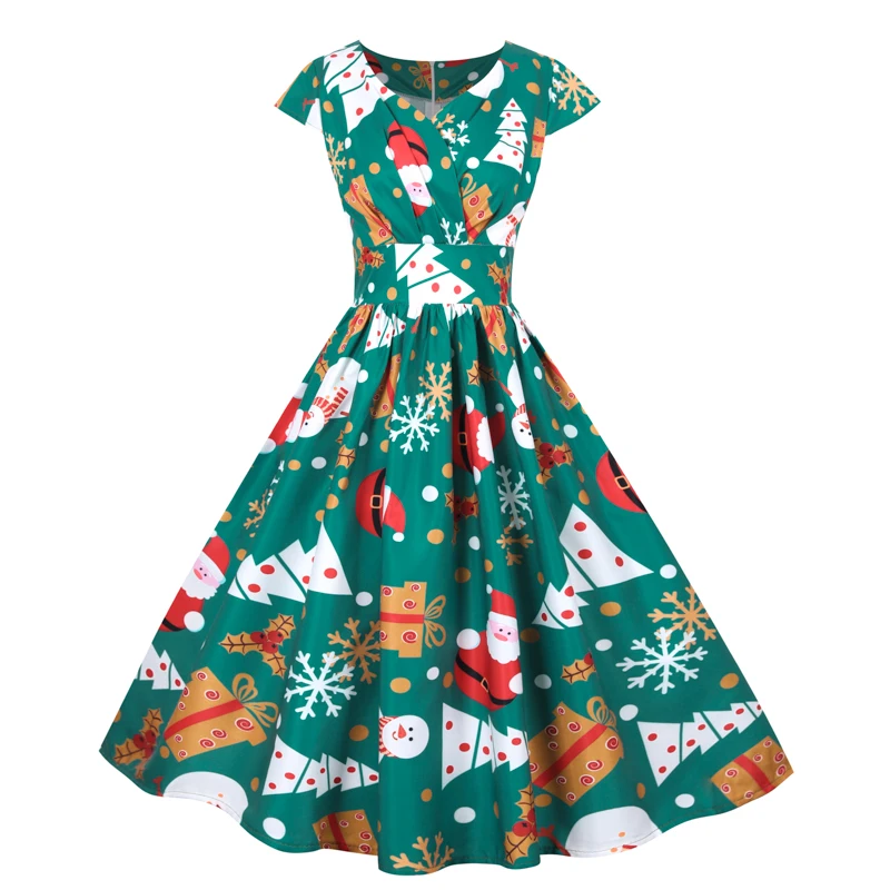 

Женское рождественское платье-миди с V-образным вырезом