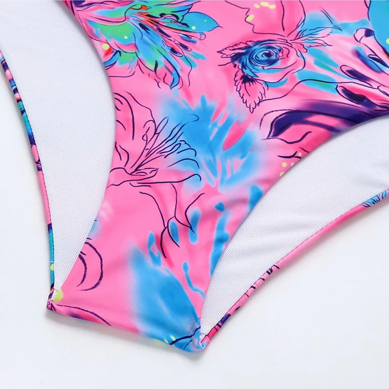 

2021 Tie Dye One Shoulder Bikini Brazilian Swimsuit Women Separate Sexy Swimwear Push Up High Waist Swimming Suit Beachwear