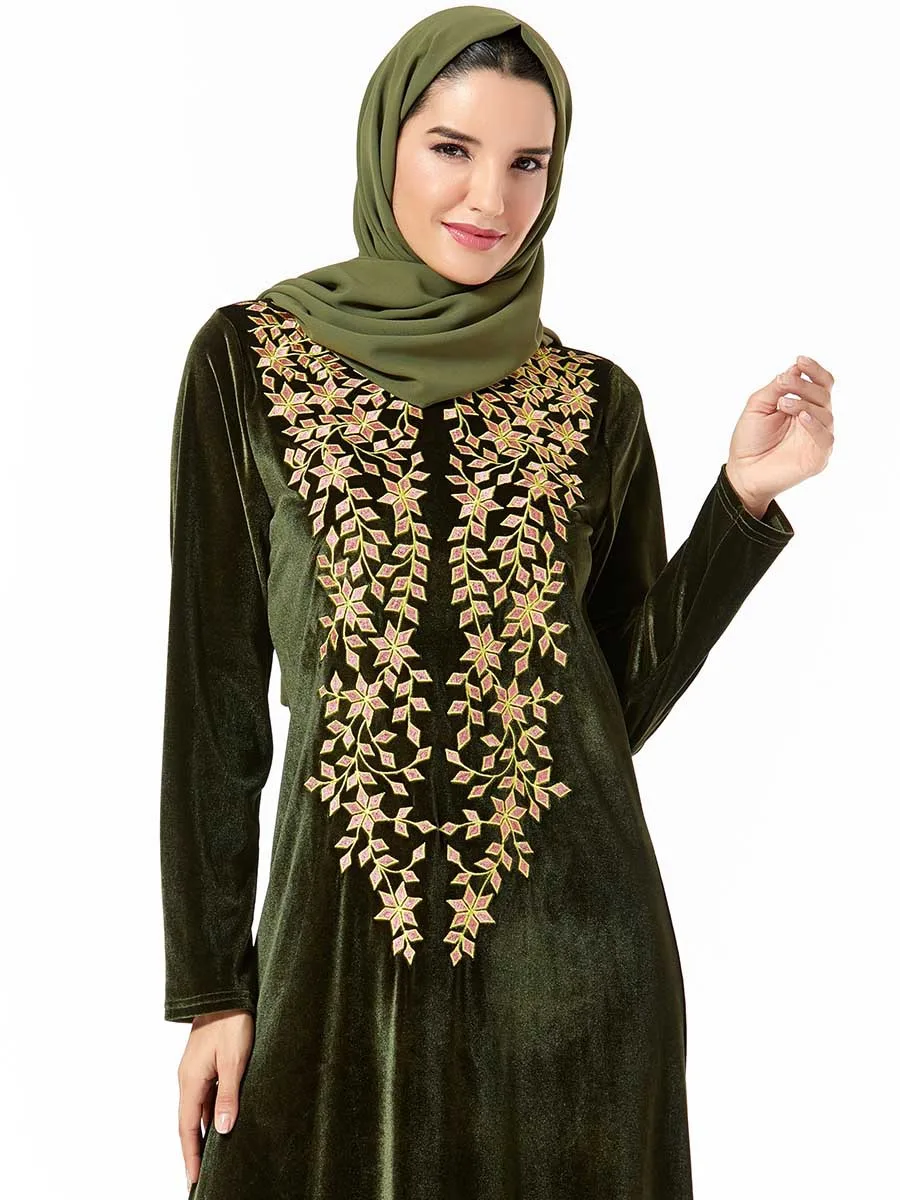 Бархатная абайя Пакистан Дубай Турция Бангладеш Amy Green Исламская одежда кафтан