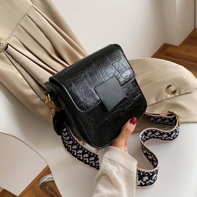 Hot Sale 2019 Bags Women Fashion Simple Stone Pattern Shoulder Bag Summer New Small Square Wide Messenger | Багаж и сумки