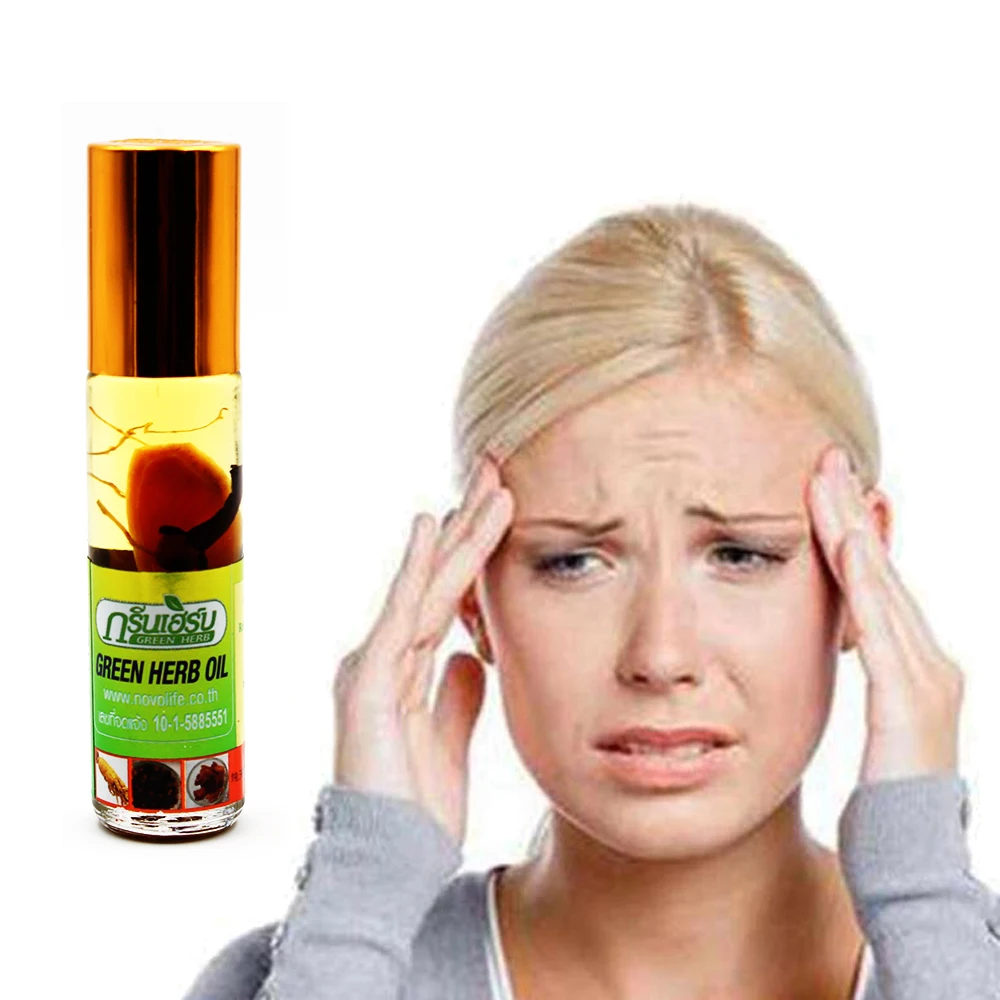 8ml Thai Green Herb Nasal Peppermint Oil Essential Refreshing Brain Sickness Pain Relief Ointment Compound