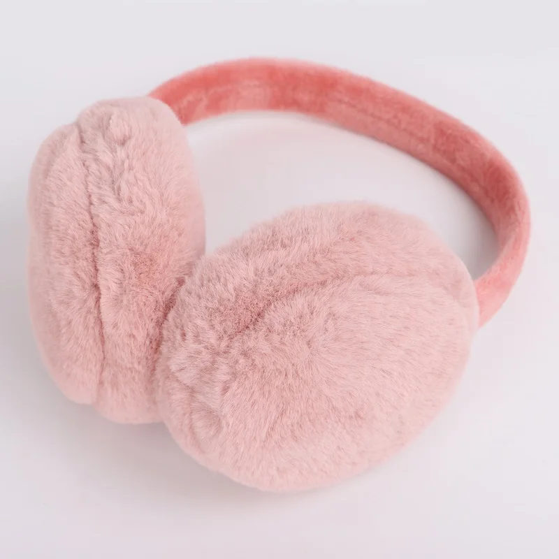 Зимние милые меховые однотонные женские наушники осень-зима теплые и удобные