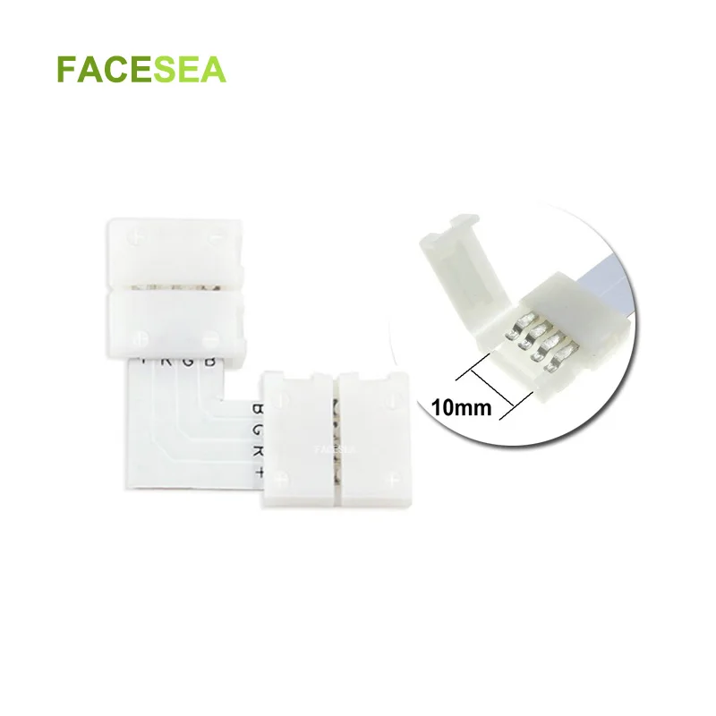 10 компл./лот RGB соединитель для светодиодной ленты 4 контакта L образной формы 90