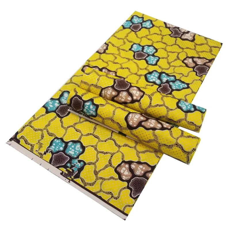

Green African Golden Wax Fabrics 100% Cotton African Prints Wax Fabric High Quality 6yards for Women Dress T1020-2