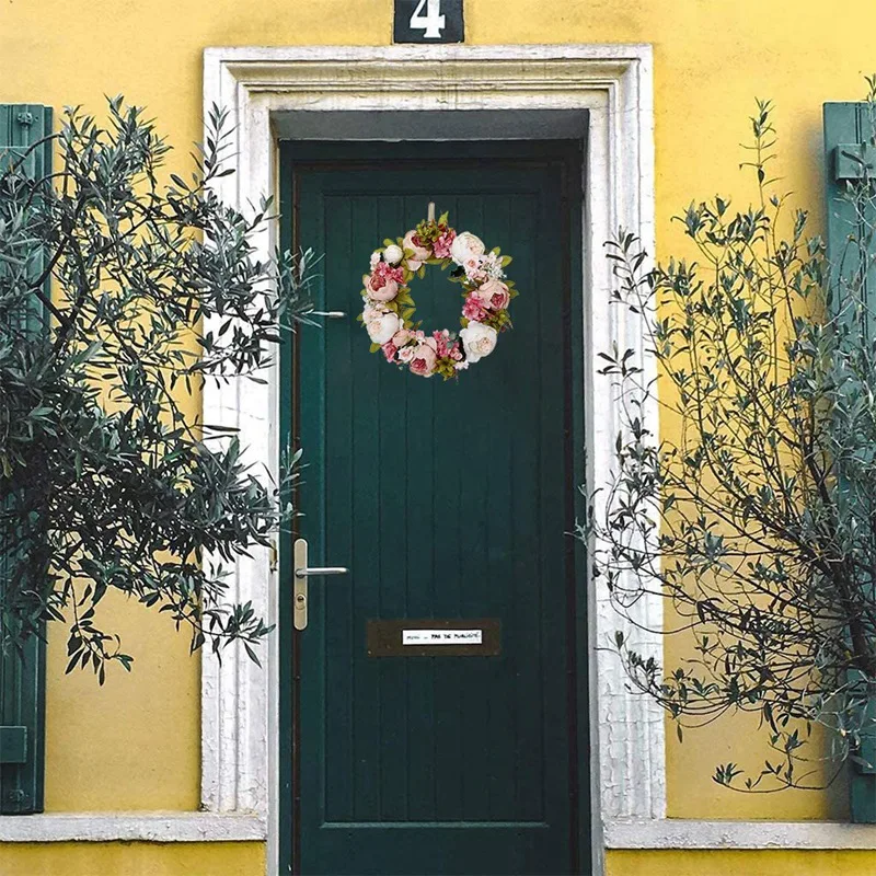 

Artificial Peony Wreath Spring Wreath for Front Door Wedding Wall Window Birthday Party Farmhouse Garden Home Decor