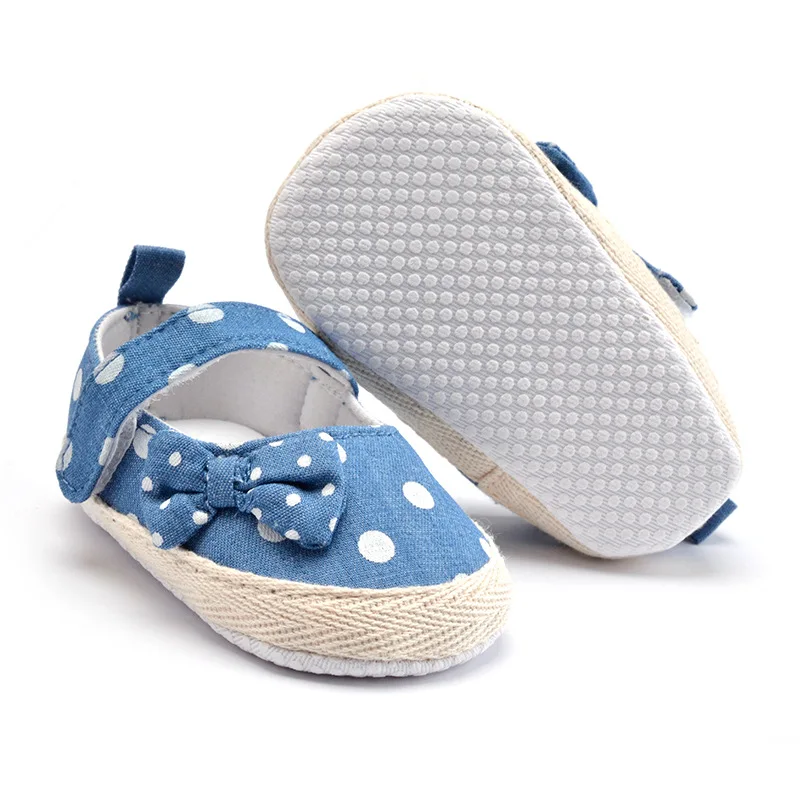 

Toddler Girl First Walkers Polka Dot Bowknot Crib Shoes Soft Sole Comfort Baby Shoes Prewalker