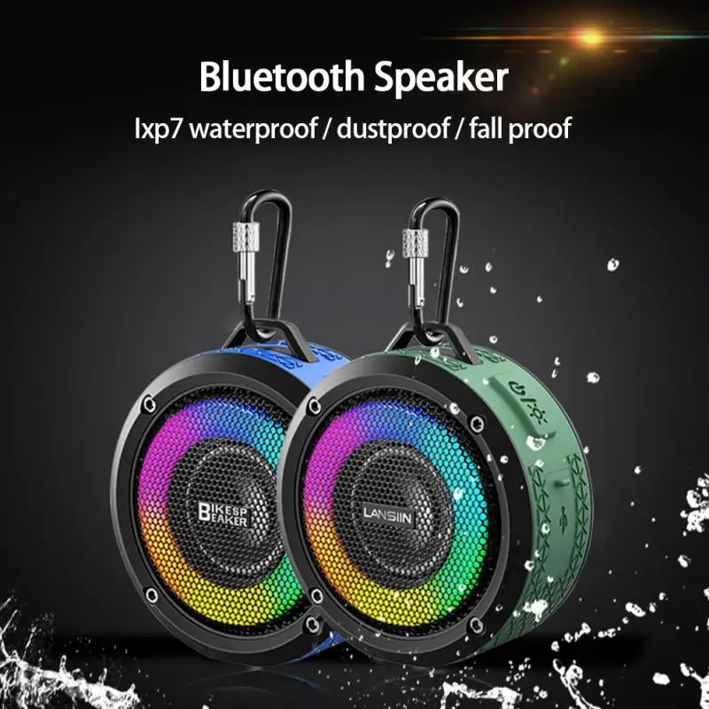 

Беспроводной мини-динамик, совместимый с Bluetooth, водонепроницаемый звуковой бокс для езды на открытом воздухе, разноцветный светящийся Мощн...