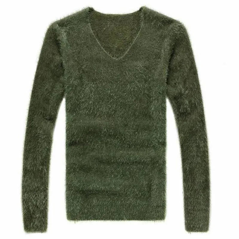 Men Long Hair Sweater Round Neck Pullover Male Knitting Unlined Slim Fit Warm Cashmere Sweaters | Мужская одежда