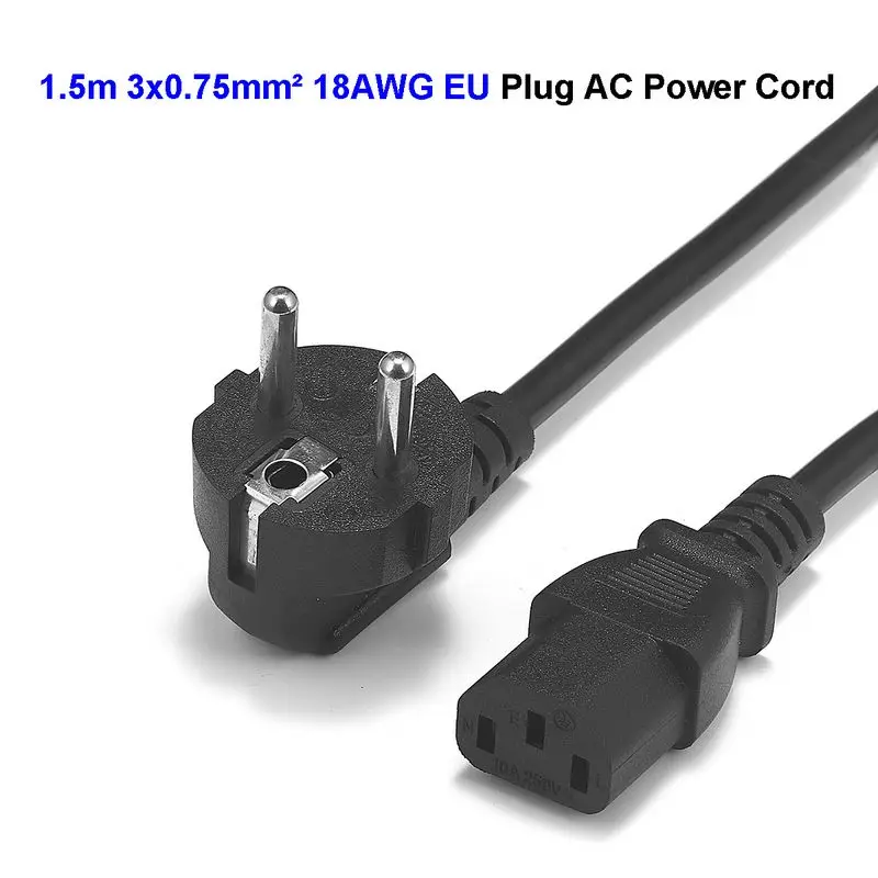 2 шт. Удлинительный шнур питания европейского стандарта 1 5 м 3 10 0 75 мм кабель IEC C13