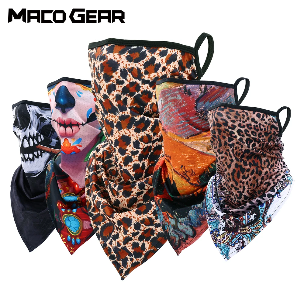 

Skull Leopard Printed Triangle Bandana Running Bicycle Hanging Ear Bike Ski Hiking Hunting Cycling Balaclava Scarf Women Men