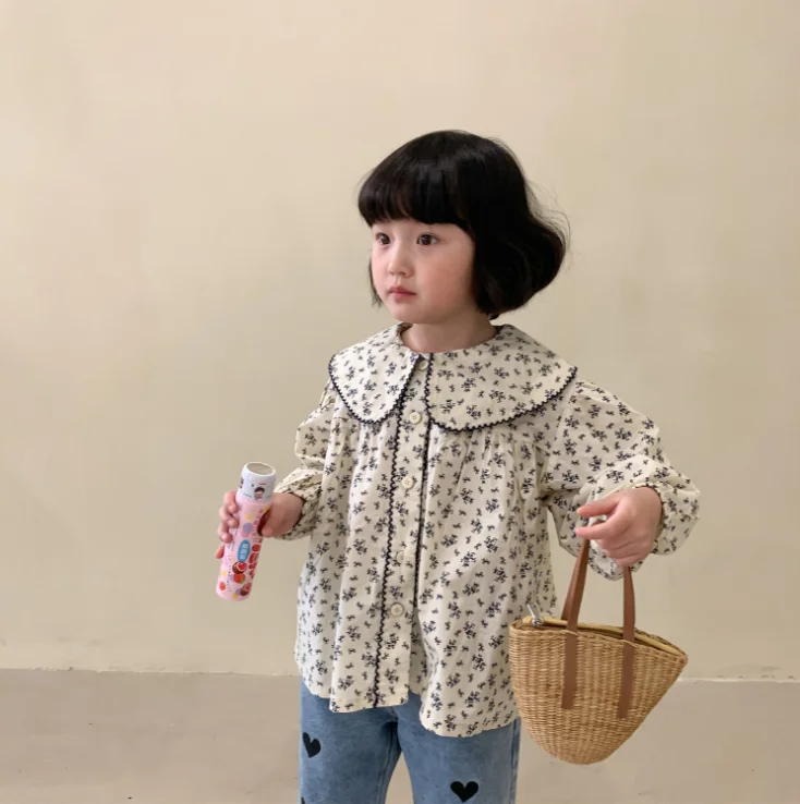 

2021 Girls tops long sleeve floral pattern sweet toddler kids girls shirts