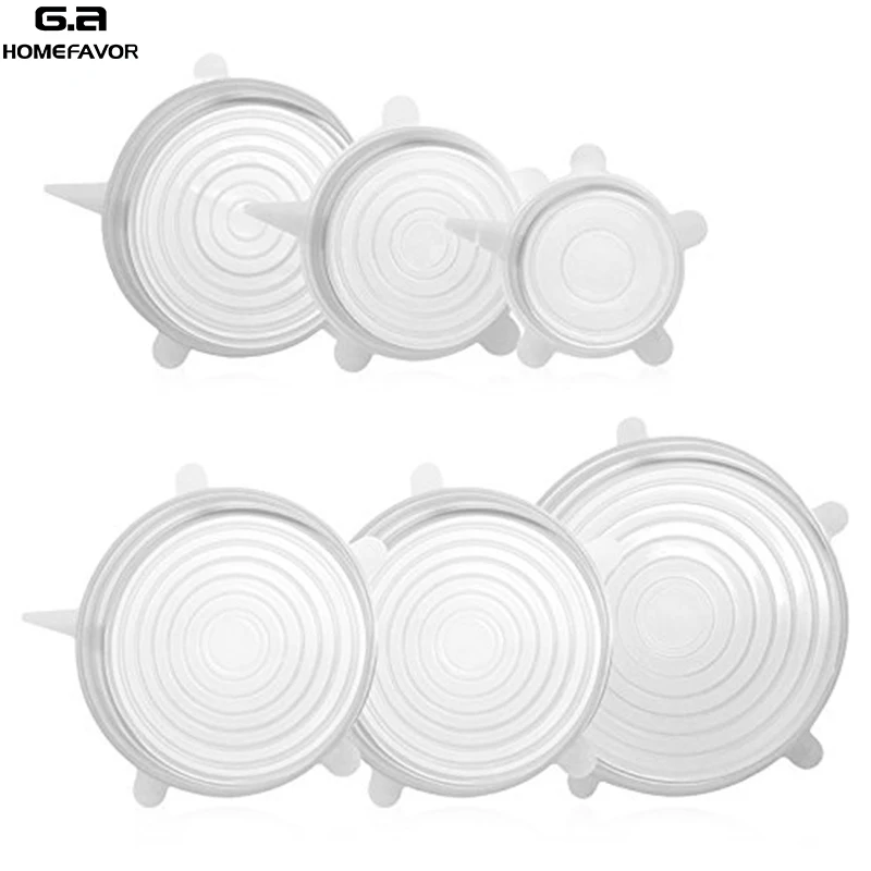 6 шт силиконовые колпачки Еда Чехлы для кухни на присоске многоразовые крышки из