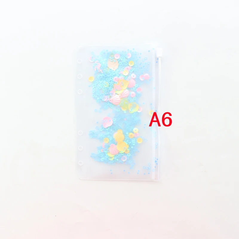 A6 blue Domikee, креативные милые кавайные украшения для школьниц, с блестками, 6 отверстий, внутренний карман для переплета, планировщик, дневник, записная книжка A5A6 - Цвет: A6 blue