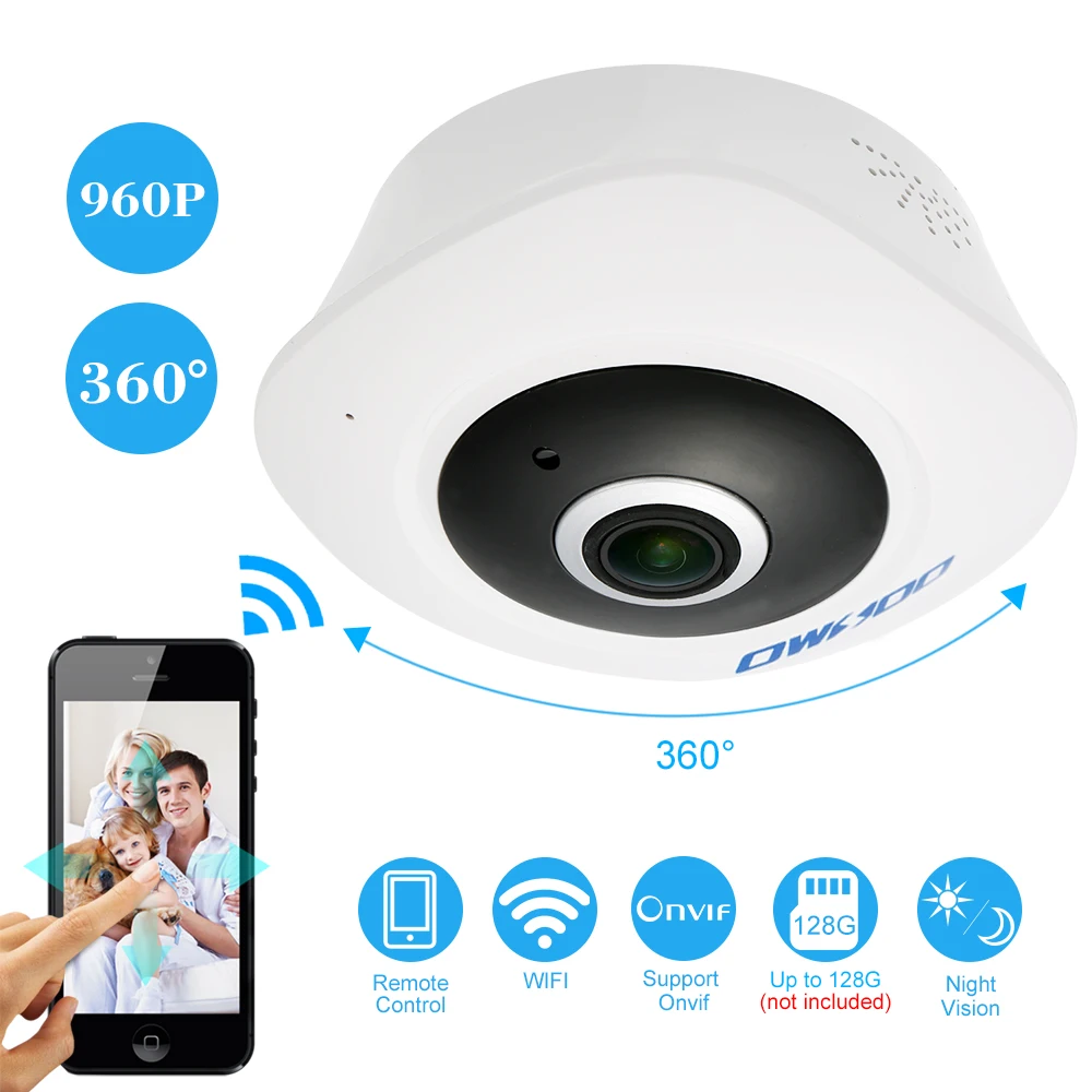 Беспроводная панорамная IP камера OWSOO 360 градусов 960P Wi Fi объектив 1 44 мм|Камеры