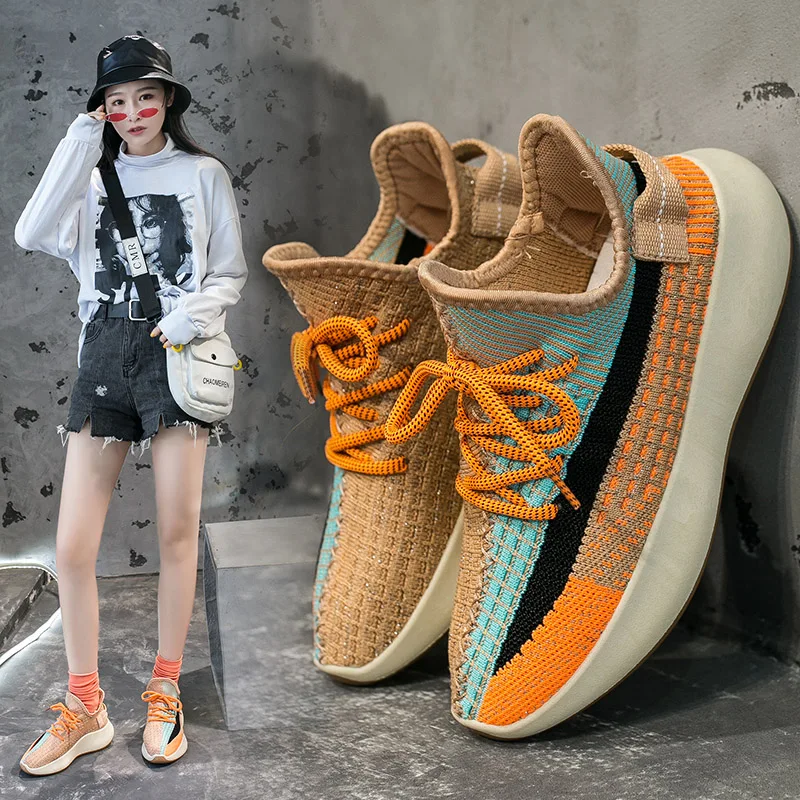 Женская Повседневная обувь Модные дышащие кроссовки на плоской подошве со