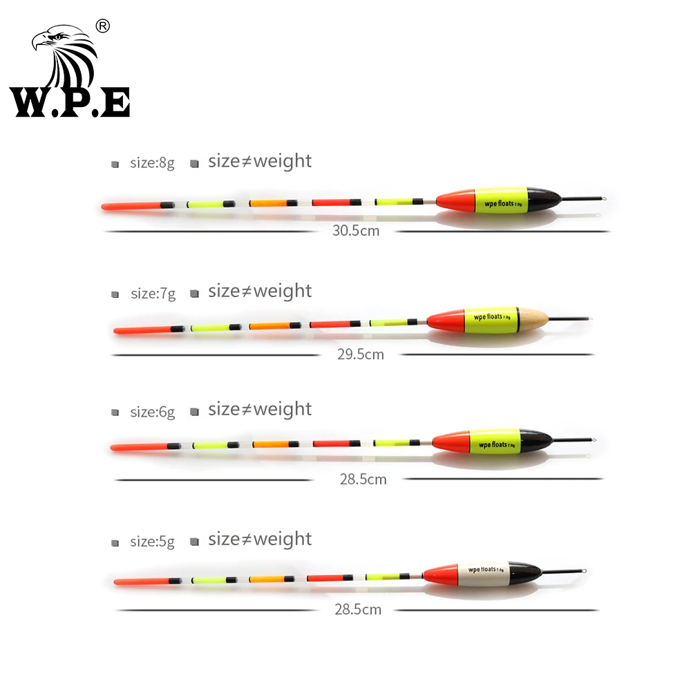W.P.E Brand 5pcs/lot New Fishing Float Barguzinsky Fir Float Size 5g/6g/7g/8g Carp Fishing 28.5cm-30.5cm Fishing Tackle Vertical