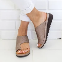 leather sandals women summer thick bottom comfortable flat beach sandals men casual big toe orthopedic bunion corrector shoes