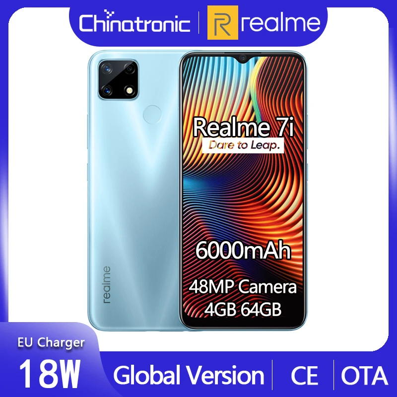 Смартфон realme 7i 4 + 64 ГБ 6 5 дюйма 8 ядер 6000 мАч 3 слота для карт|Смартфоны| |