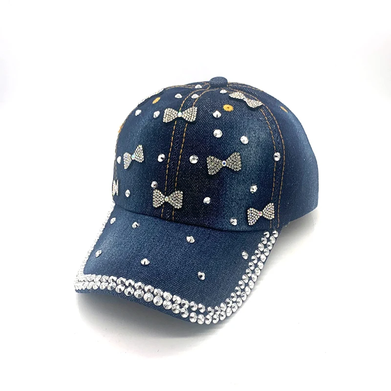 

CSBL Women's Baseball Cap Diamond Painting Cute Bow Denim Snapback Hats Jeans Woman Female Cap Summer Sun Hat