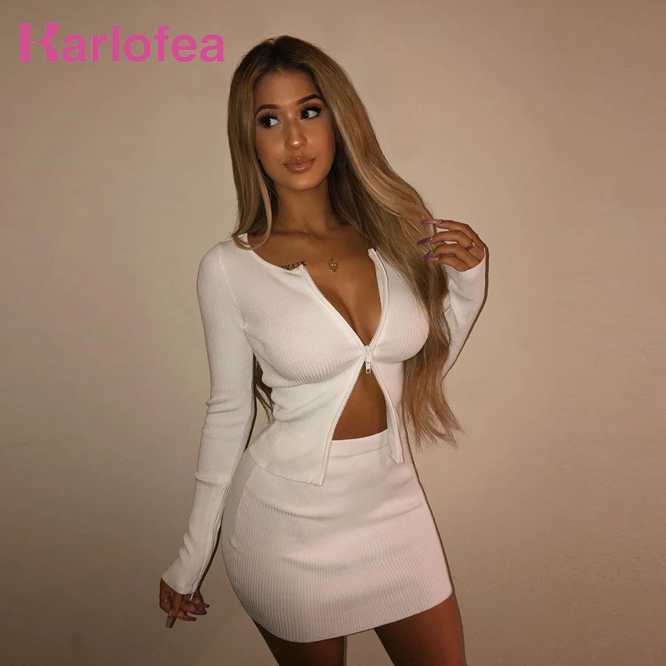 Karlofea женский осенне зимний вязаный костюм шикарный комплект из двух предметов на